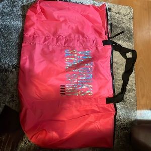 VS NWT nylon pink/black n silver duffle